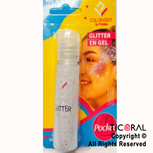 GLITTER EN GEL PELO ROSTRO CUERPO BLANCO 854-03 X 20 GR x 1